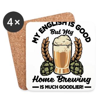 My English Is Good But My Homebrewing Is Much Good - Untersetzer (4er-Set) - Weiß - Vorne