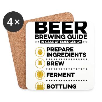 Beer Brewing Guide In Case Of Emergency Homebrewin - Untersetzer (4er-Set) - Weiß - Vorne