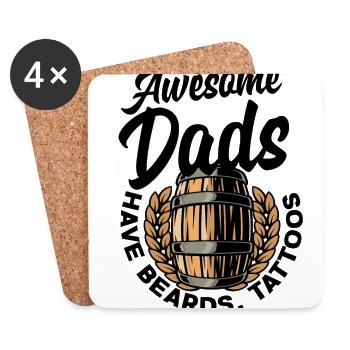 Awesome Dads Have Tattoos Beards And Home Brewing - Untersetzer (4er-Set) - Weiß - Vorne