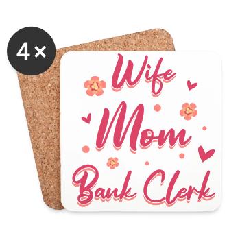 Wife Mom Graphic Bank Clerk Finance Banker Bookkee - Untersetzer (4er-Set) - Weiß - Vorne