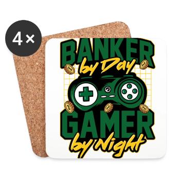 Banker By Day Gamer By Night Bank Clerk Finance Ca - Untersetzer (4er-Set) - Weiß - Vorne