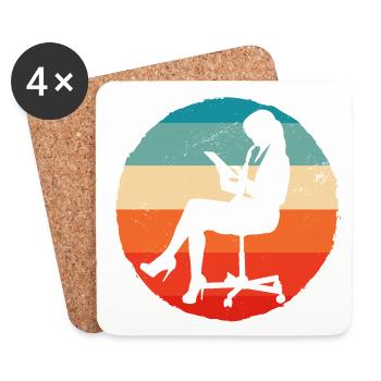 Retro Graphic Bank Clerk Bookkeeper Bank Employee - Untersetzer (4er-Set) - Weiß - Vorne