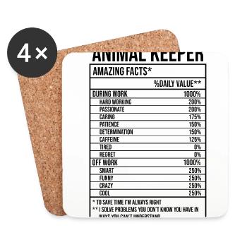 Amazing Facts Animal Keeper During Work Zoo Keeper - Untersetzer (4er-Set) - Weiß - Vorne