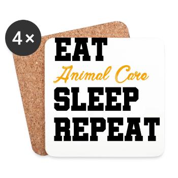 Sleep Animal Care Repeat Animal Lover Zoo Keeper Z - Untersetzer (4er-Set) - Weiß - Vorne