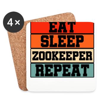 Eat Sleep Zoo Keeper Repeat Animal Lover Animal Ke - Untersetzer (4er-Set) - Weiß - Vorne