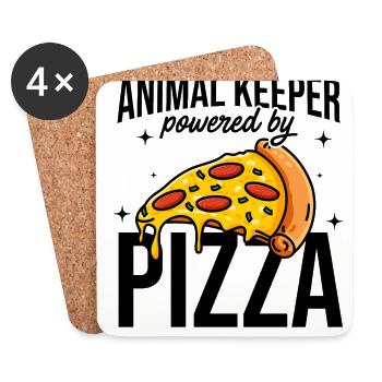 Animal Keeper Powered By Pizza Animal Lover Zoo Ke - Untersetzer (4er-Set) - Weiß - Vorne
