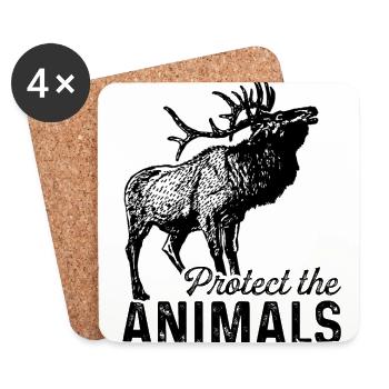 Protect The Animals Animal Lover Zoologist Zoo Kee - Untersetzer (4er-Set) - Weiß - Vorne