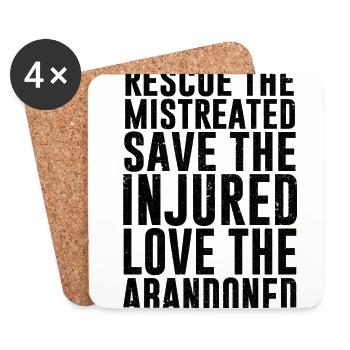 Rescue The Mistreated Save The Injured Animal Keep - Untersetzer (4er-Set) - Weiß - Vorne