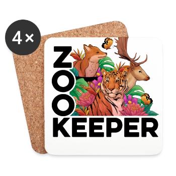 Retro Graphic Animal Keeper Zoo Keeper Animal Love - Untersetzer (4er-Set) - Weiß - Vorne