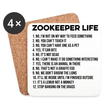 Life Of A Zoo Keeper Animal Lover Zoologist Animal - Untersetzer (4er-Set) - Weiß - Vorne