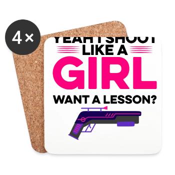 Yeah I Shoot Like A Girl Want A Lesson? Lasertag P - Untersetzer (4er-Set) - Weiß - Vorne