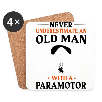 Never Underestimate An Old Man With A Paramotor Pa - Untersetzer (4er-Set) - Weiß - Vorne