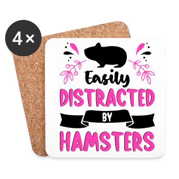 Easily Distracted By Hamsters Animal Lover Hamster - Untersetzer (4er-Set) - Weiß - Vorne