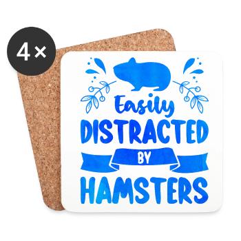 Easily Distracted By Hamsters Animal Lover Hamster - Untersetzer (4er-Set) - Weiß - Vorne