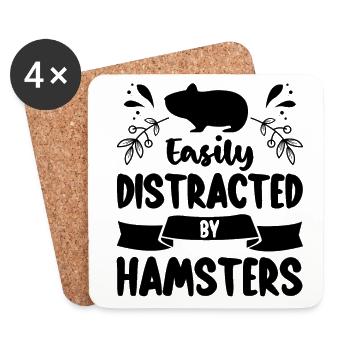 Easily Distracted By Hamsters Animal Lover Hamster - Untersetzer (4er-Set) - Weiß - Vorne