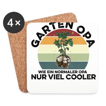 Garten Opa Wie Ein Normaler Opa Nur Cooler Gärtner - Untersetzer (4er-Set) - Weiß - Vorne