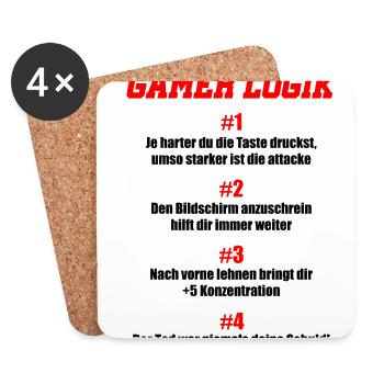 Gamer Logik Videospieler Gamer Gaming Zocken Zocke - Untersetzer (4er-Set) - Weiß - Vorne