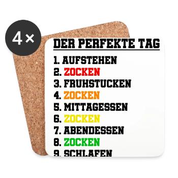Der Perfekte Tag Videospieler Gaming Gamer Zocken - Untersetzer (4er-Set) - Weiß - Vorne
