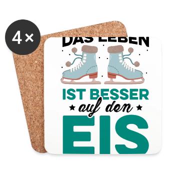Das Leben Ist Besser Auf Dem Eis Eiskunstlaufen Ei - Untersetzer (4er-Set) - Weiß - Vorne