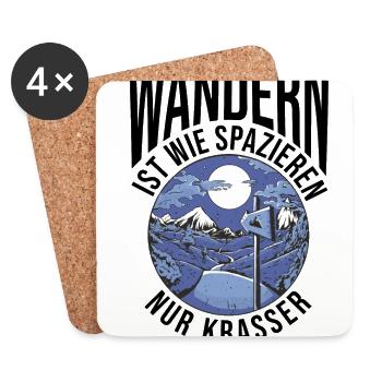 Wandern Ist Wie Spazieren Nur Krasser Wandern Wade - Untersetzer (4er-Set) - Weiß - Vorne