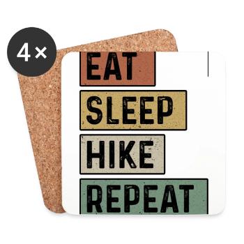 Eat Sleep Hike Repeat Trekking Mountaineering Hiki - Untersetzer (4er-Set) - Weiß - Vorne