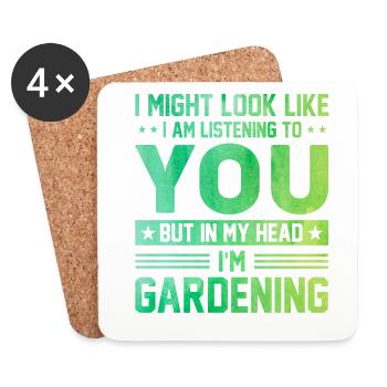 I Might Look Like Im Listening But I'm Thinking Ab - Untersetzer (4er-Set) - Weiß - Vorne