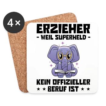 Erzieher Weil Superheld Kein Offizieller Beruf Ist - Untersetzer (4er-Set) - Weiß - Vorne
