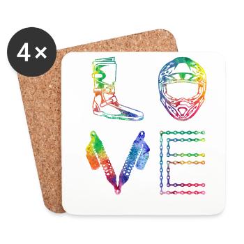 Love Graphic Dirt Biker Motorcycle Enduro Motocros - Untersetzer (4er-Set) - Weiß - Vorne