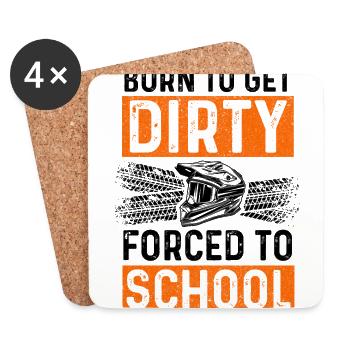 Born To Get Dirty Forced To Go To School Dirt Bike - Untersetzer (4er-Set) - Weiß - Vorne