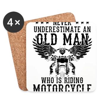 Never Underestimate And Old Man Who Is Riding Moto - Untersetzer (4er-Set) - Weiß - Vorne