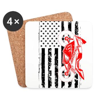 Retro Graphic Motorcycle Rider Motorcyclist Biker - Untersetzer (4er-Set) - Weiß - Vorne