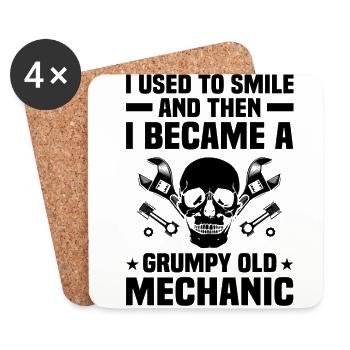 I Used To Smile And Then I Became A Grumpy Old Mec - Coasters (set of 4) - white - Front