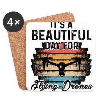 It's A Beautiful Day For Flying Drones RC Quadcopt - Coasters (set of 4) - white - Front