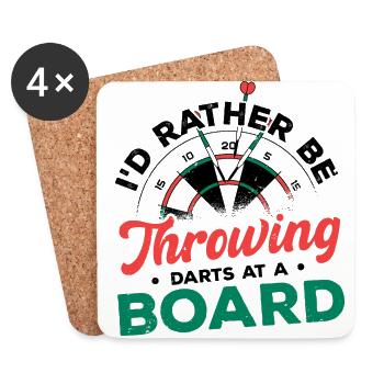 I'd Rather Be Throwing Darts And Board Dartplayer - Coasters (set of 4) - white - Front