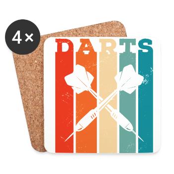 Retro Graphic Dart Player Darts Dartboard Bullseye - Coasters (set of 4) - white - Front
