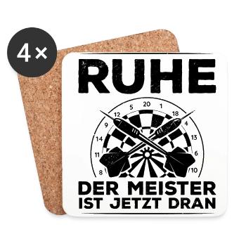 Ruhe Der Meister Ist Jetzt Dran Dartspieler Darter - Untersetzer (4er-Set) - Weiß - Vorne