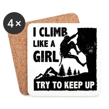 I Climb Like A Girl Try To Keep Up Bouldering Clim - Coasters (set of 4) - white - Front