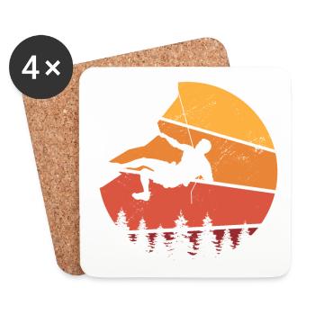 Retro Graphic Climbing Bouldering Rock Climber Mou - Coasters (set of 4) - white - Front