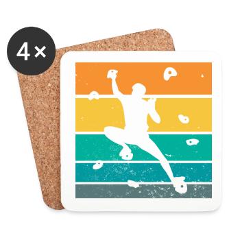 Retro Graphic Climbing Bouldering Rock Climber Mou - Coasters (set of 4) - white - Front