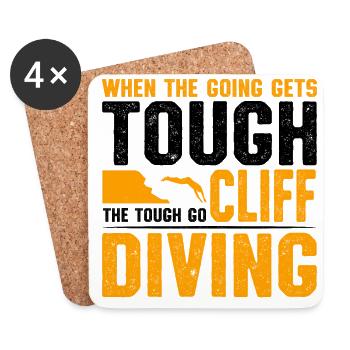 When The Going Gets Tough The Tough Go Cliff Divin - Coasters (set of 4) - white - Front