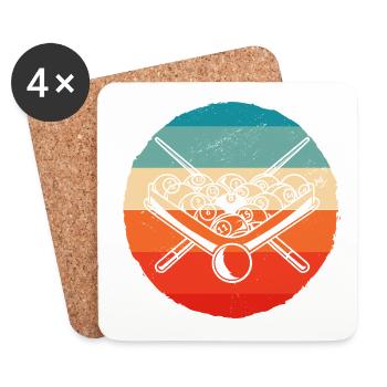 Retro Graphic Pool Billard Snooker Billard Cue 8-B - Coasters (set of 4) - white - Front
