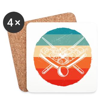 Retro Graphic Pool Billard Snooker Billard Cue 8-B - Coasters (set of 4) - white - Front