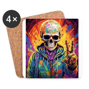 Cooler Skull Totenkopf für deinen coolen Look - Untersetzer (4er-Set) - Weiß - Vorne