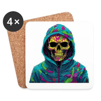 Cooler Skull Totenkopf für deinen coolen Look - Untersetzer (4er-Set) - Weiß - Vorne