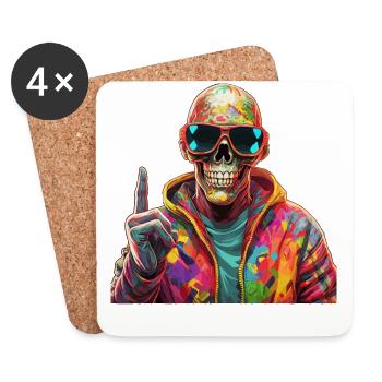 Crâne de crâne cool pour votre look cool - Dessous de verre (lot de 4) - blanc - Devant