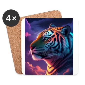 Tiger technicolor - Coasters (set of 4) - white - Front