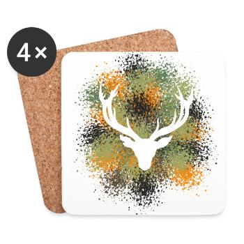 Tête de cerf majestueuse pour les chasseurs et les amoureux de la nature - Dessous de verre (lot de 4) - blanc - Devant