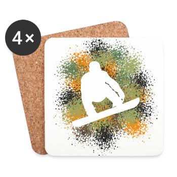 Snowboard winter sports enthusiasts - Coasters (set of 4) - white - Front