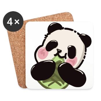 Süßer Panda – Bambus Snack - Untersetzer (4er-Set) - Weiß - Vorne