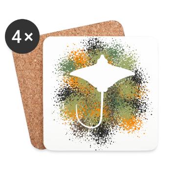 Ray – Elegant Float of the Seas - Coasters (set of 4) - white - Front